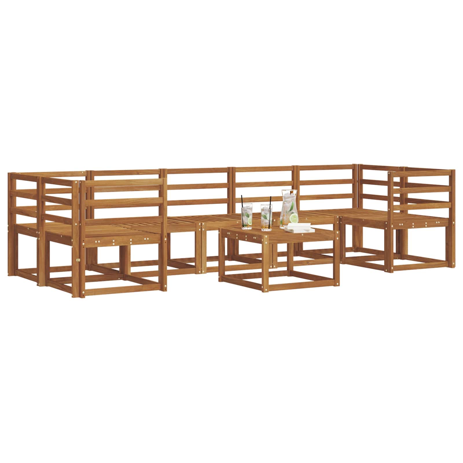 Zunanja garnitura za sedenje 8 pcs Naravna Masiven les akacije - slika 3