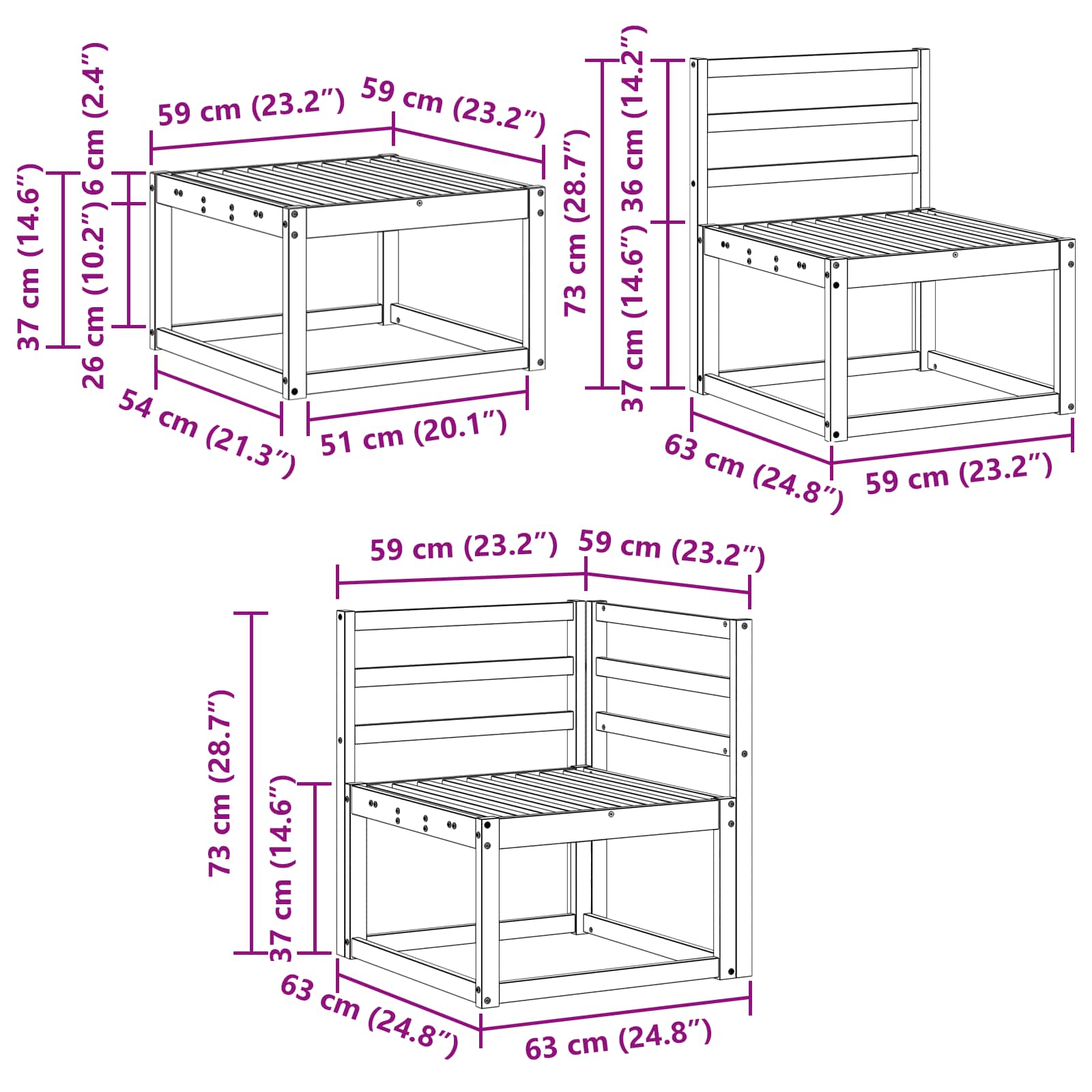 Zunanja garnitura za sedenje 8 pcs Naravna Masiven les akacije - slika 10