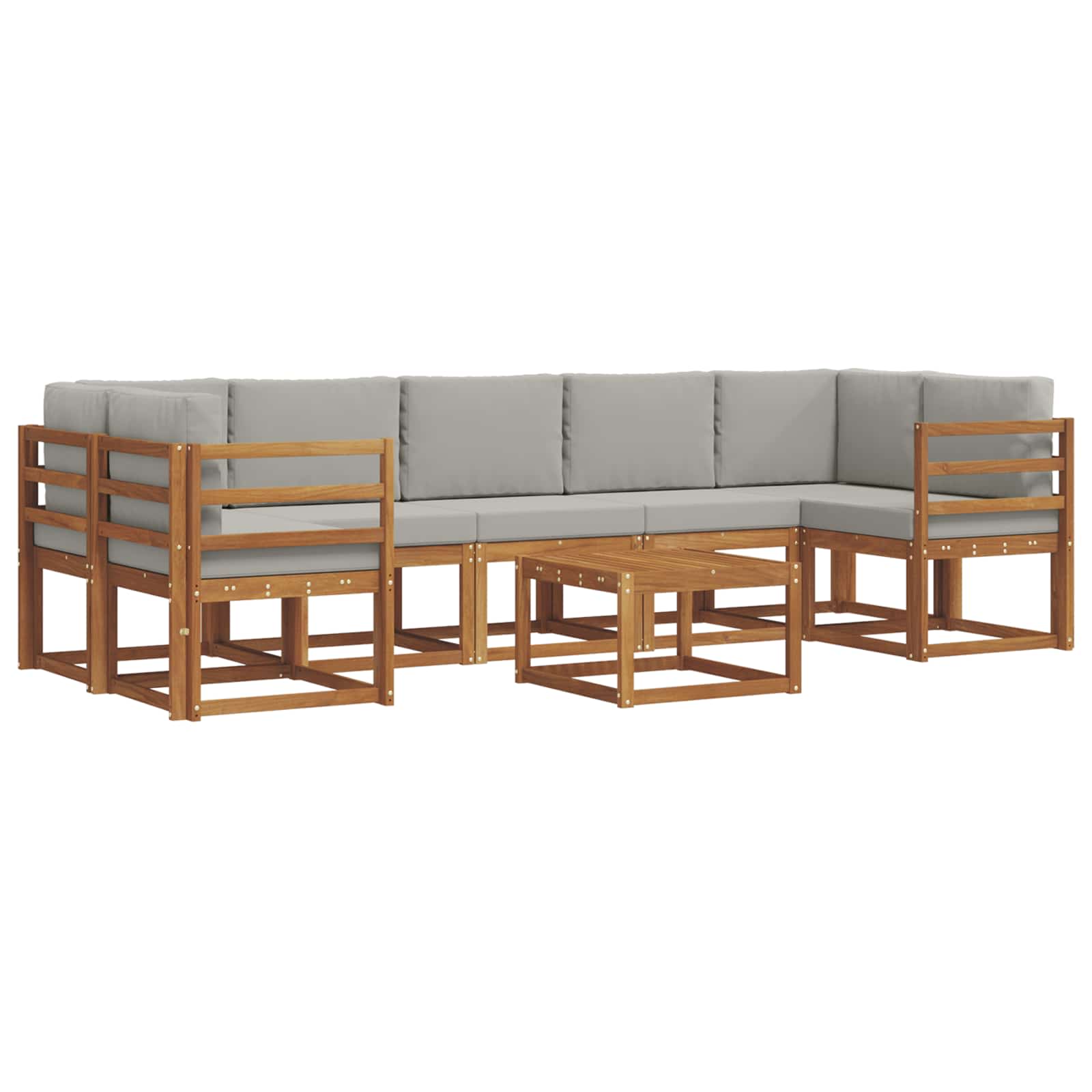 vidaXL Outdoor-Sofagarnitur mit Kissen 8 pcs Natürlich und Hellgrau – Bild 2