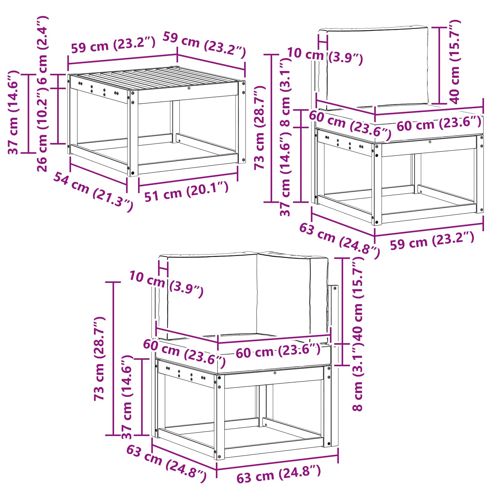 vidaXL Outdoor-Sofagarnitur mit Kissen 8 pcs Natürlich und Hellgrau – Bild 9