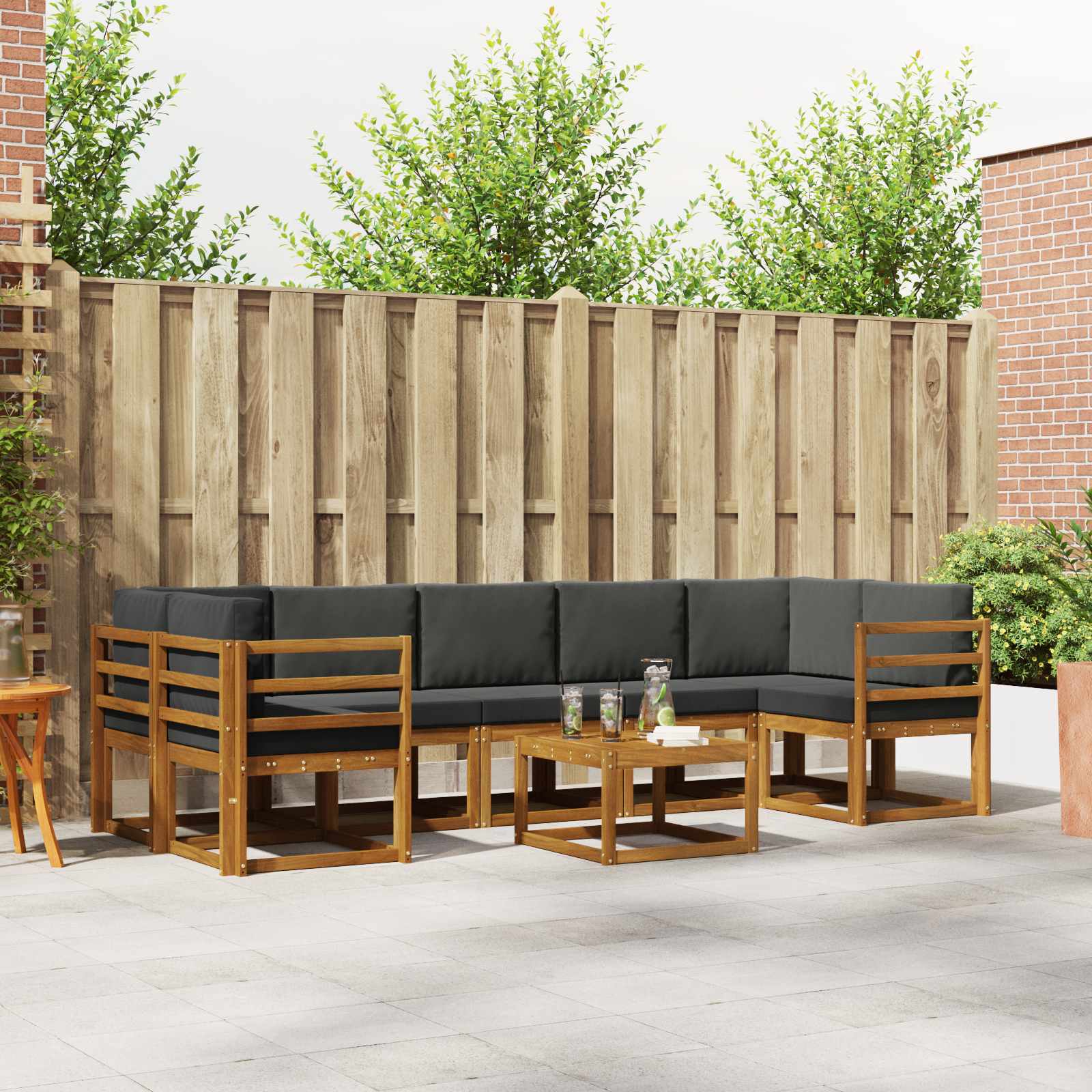 Zunanja garnitura za sedenje 8 pcs Naravna in antracitna