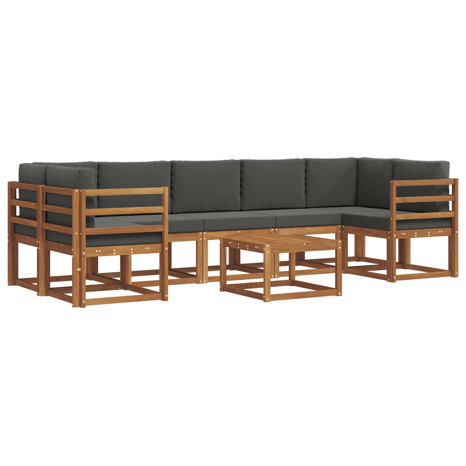 Zunanja garnitura za sedenje 8 pcs Naravna in antracitna - slika 2