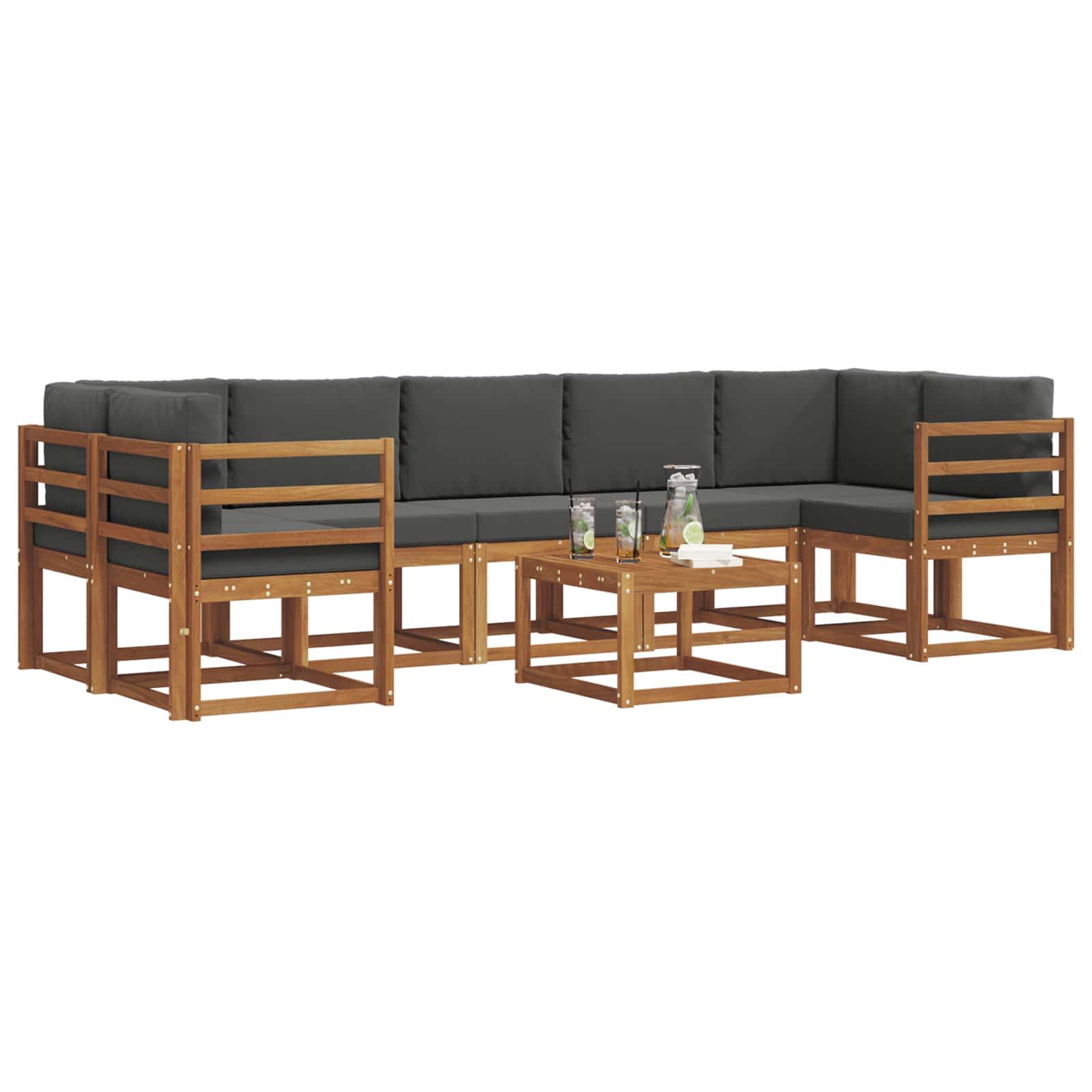 Zunanja garnitura za sedenje 8 pcs Naravna in antracitna - slika 3