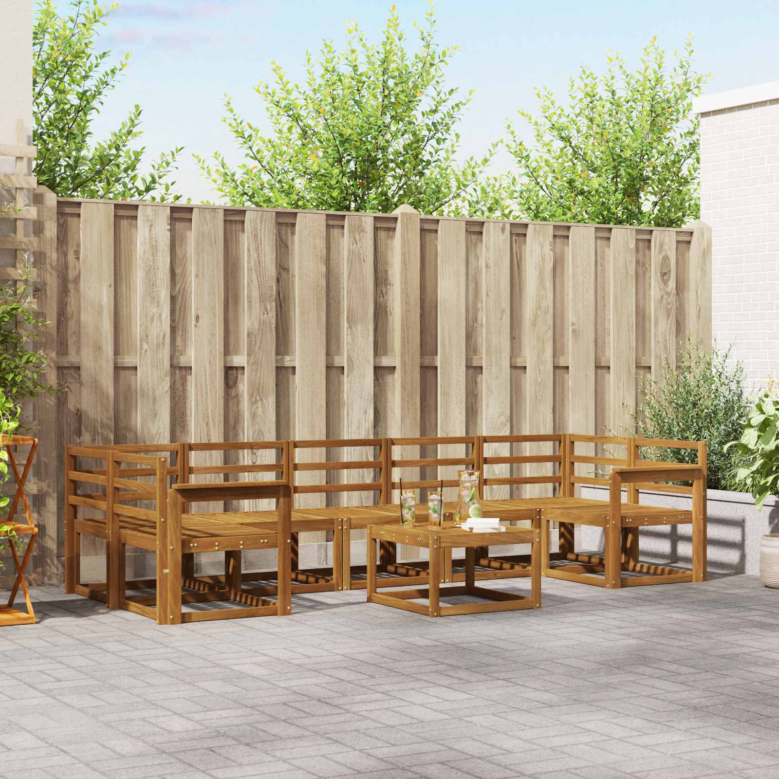 Zunanja garnitura za sedenje 8 pcs Naravna Masiven les akacije