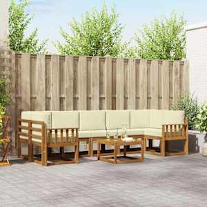 Zunanja garnitura za sedenje z blazino 8 pcs Naravna in smetana