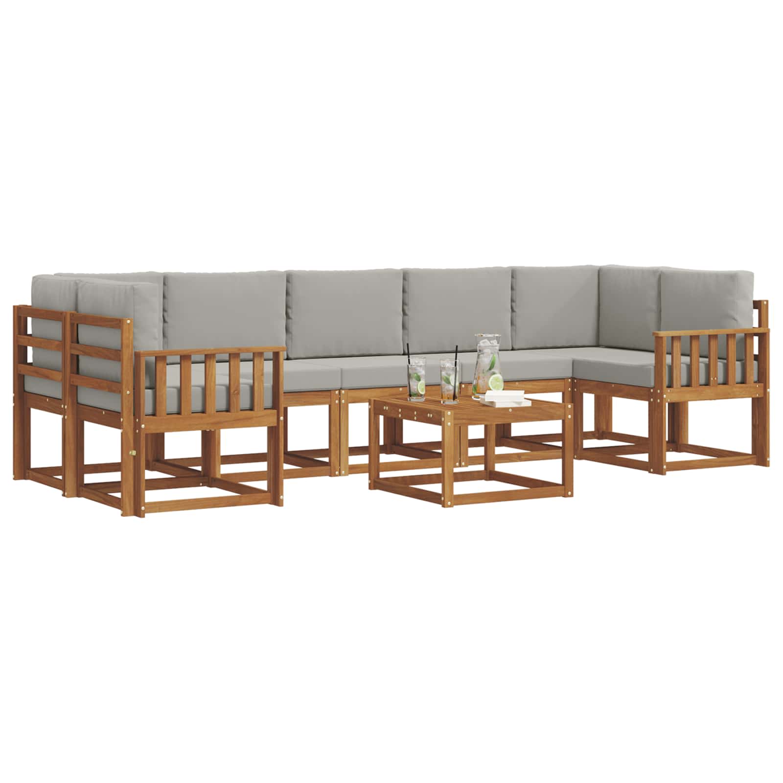 Zunanja garnitura za sedenje 8 pcs Naravna in svetlo siva - slika 3