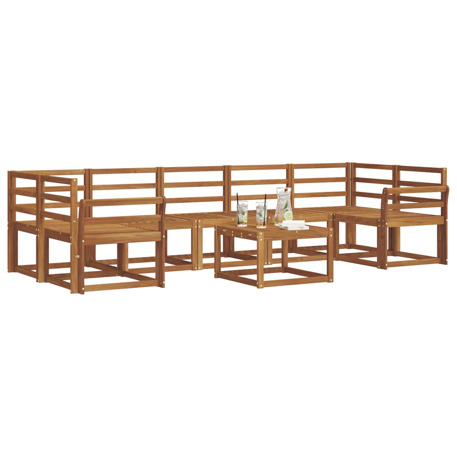 Zunanja garnitura za sedenje 8 pcs Naravna Masiven les akacije - slika 3