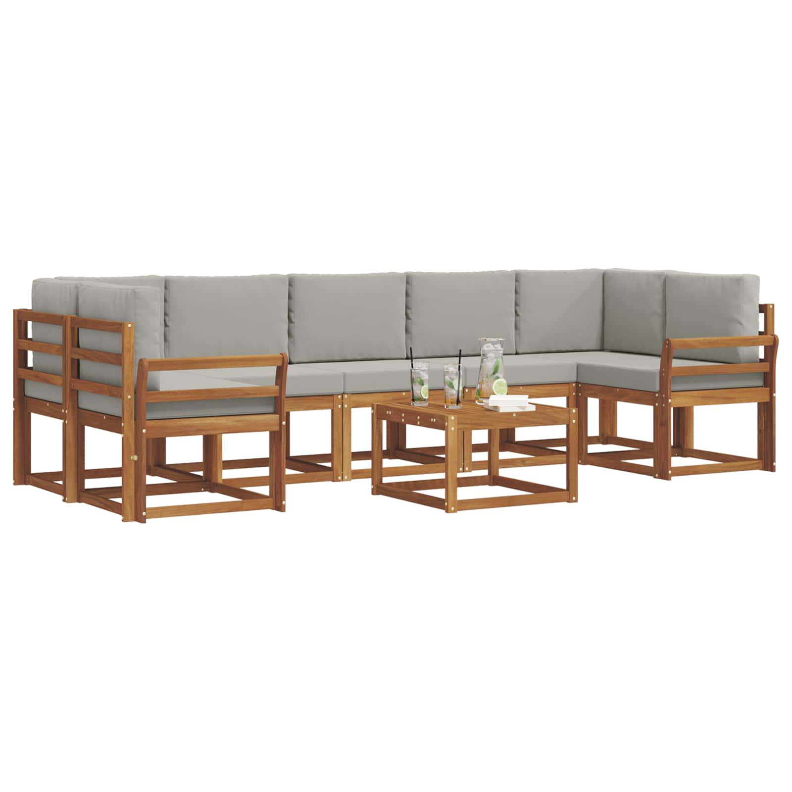 Zunanja garnitura za sedenje 8 pcs Naravna in svetlo siva - slika 3