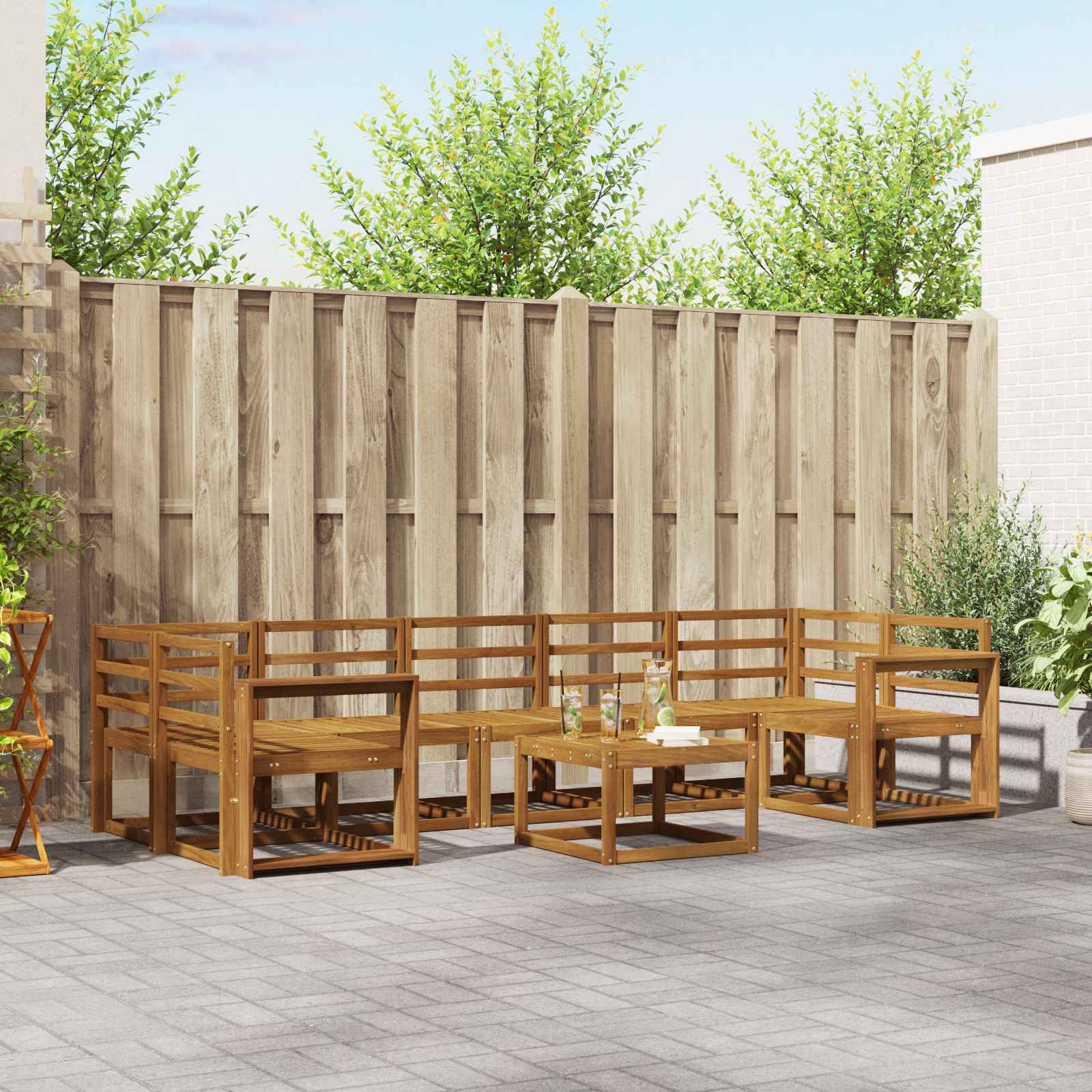 Zunanja garnitura za sedenje 8 pcs Naravna Masiven les akacije