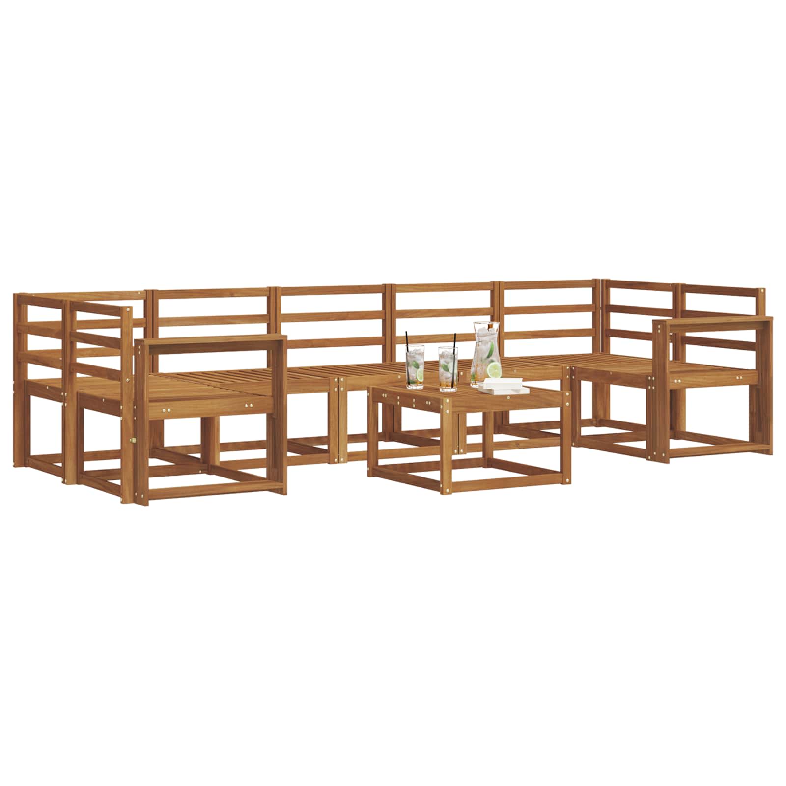 Zunanja garnitura za sedenje 8 pcs Naravna Masiven les akacije - slika 3