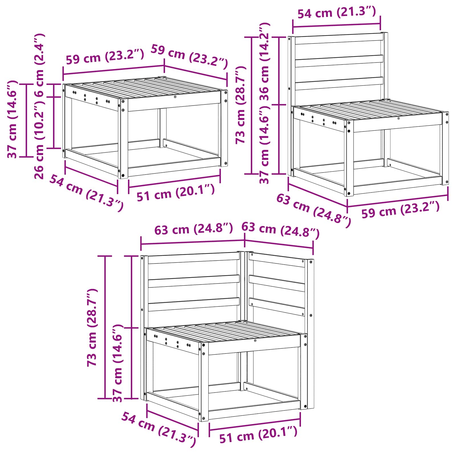 Zunanja garnitura za sedenje 8 pcs Naravna Masiven les akacije - slika 10