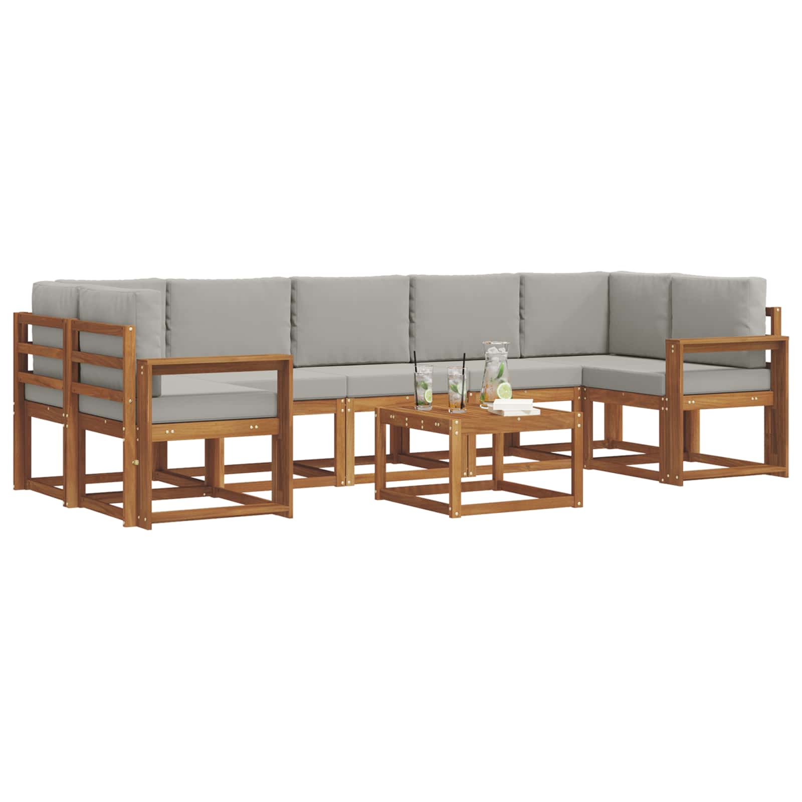 Zunanja garnitura za sedenje 8 pcs Naravna in svetlo siva - slika 3