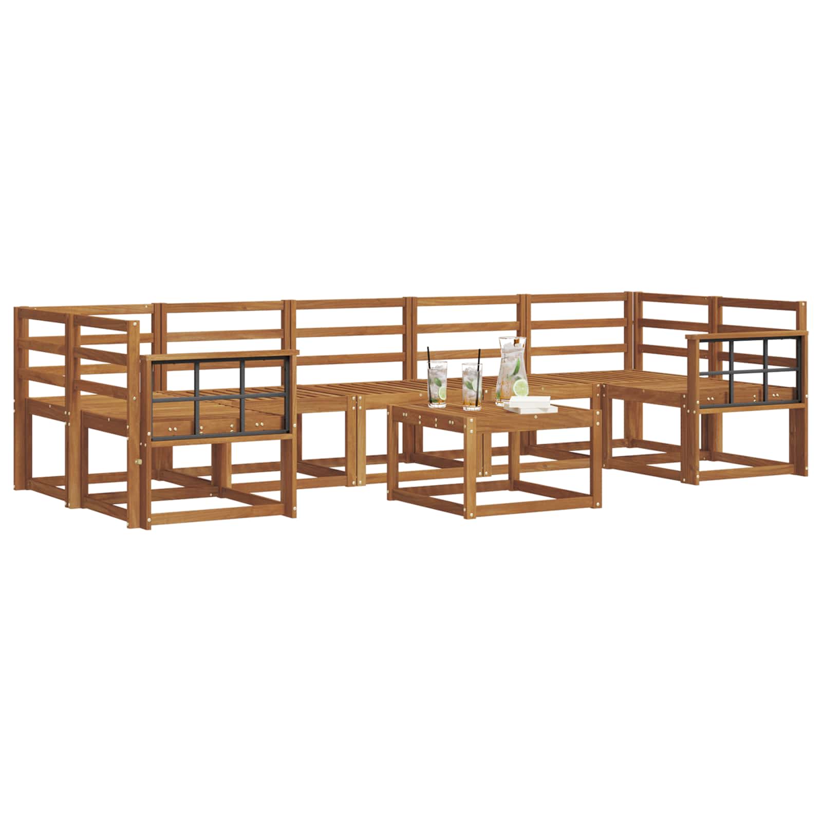 Zunanja garnitura za sedenje 8 pcs Naravna Masiven les akacije - slika 3