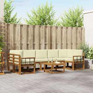 Zunanja garnitura za sedenje z blazino 8 pcs Naravna in smetana