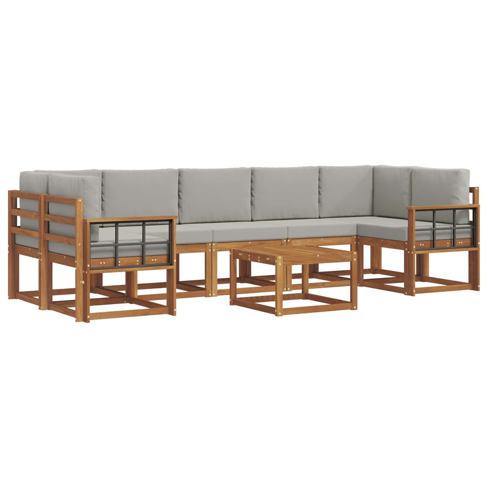 Thumbnail - vidaXL Outdoor-Sofagarnitur mit Kissen 8 pcs Natürlich und Hellgrau