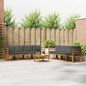 Zunanja garnitura za sedenje 9 pcs Naravna in antracitna