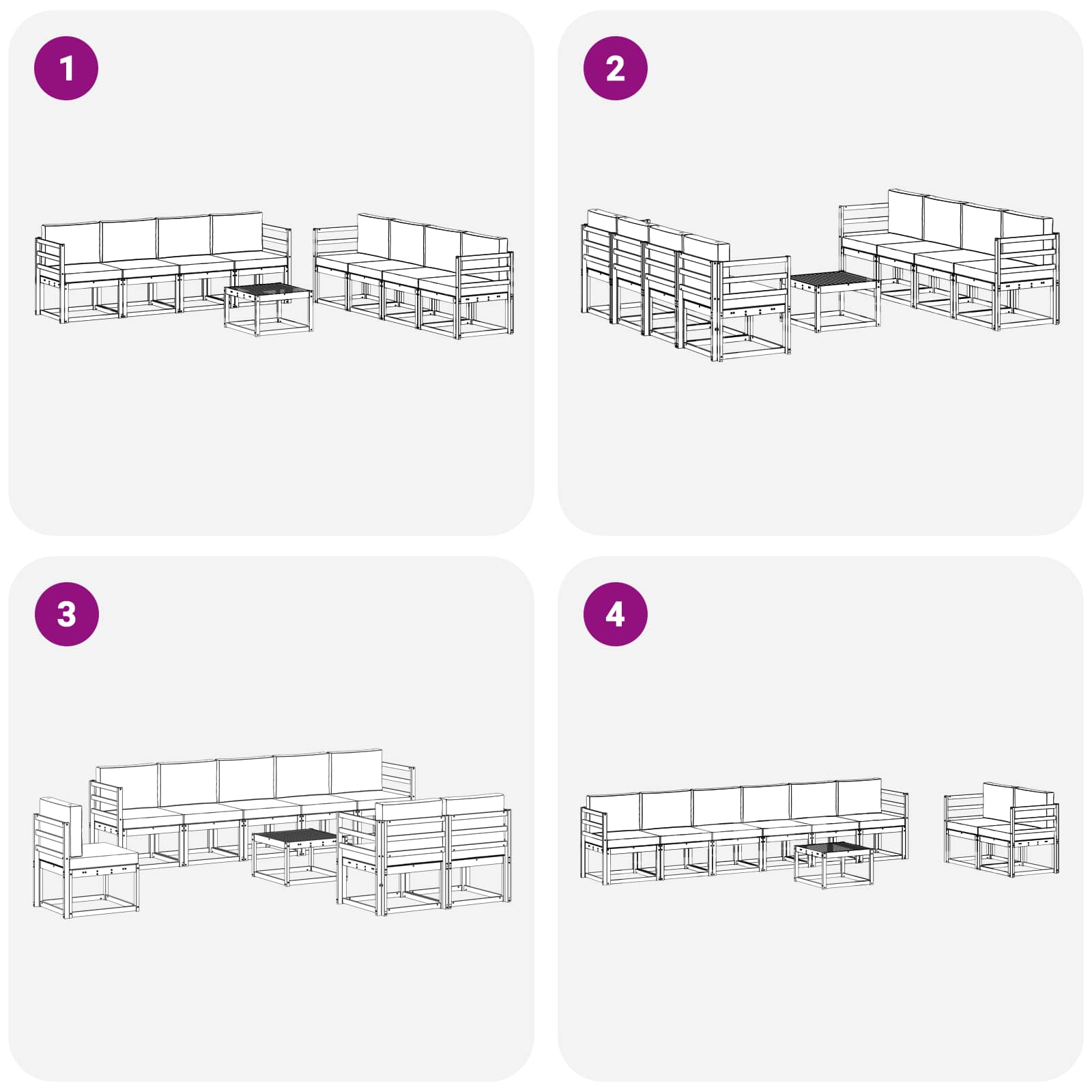 Zunanja garnitura za sedenje z blazino 9 pcs Naravna in bež - slika 7