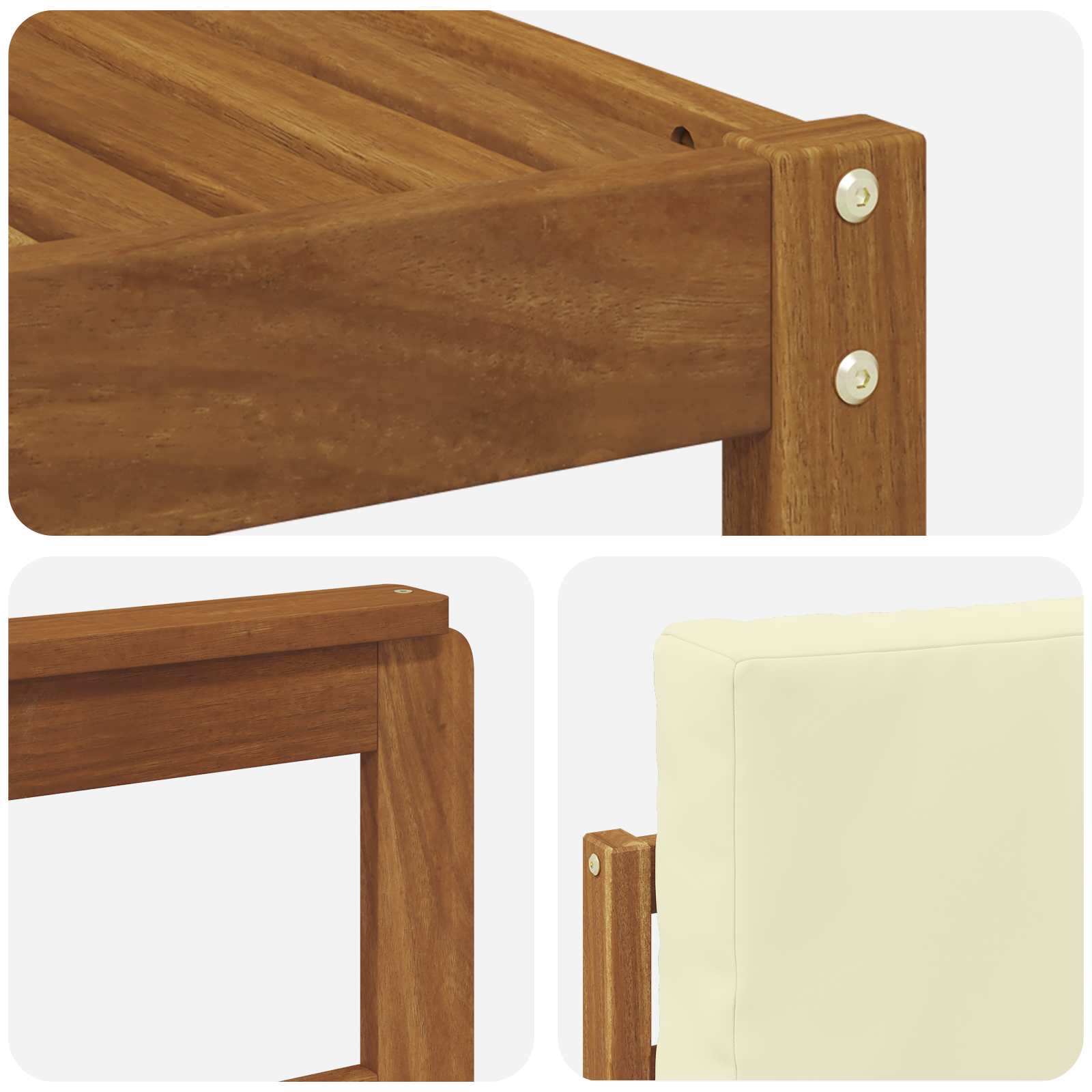 Buiten bankenset 9 pcs Natuurlijk en Crème Massief Acaciahout image 6