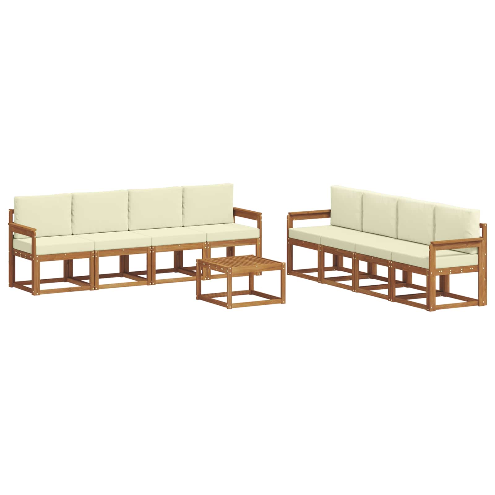 Buiten bankenset 9 pcs Natuurlijk en Crème Massief Acaciahout image 2