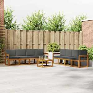 Zunanja garnitura za sedenje 9 pcs Naravna in antracitna