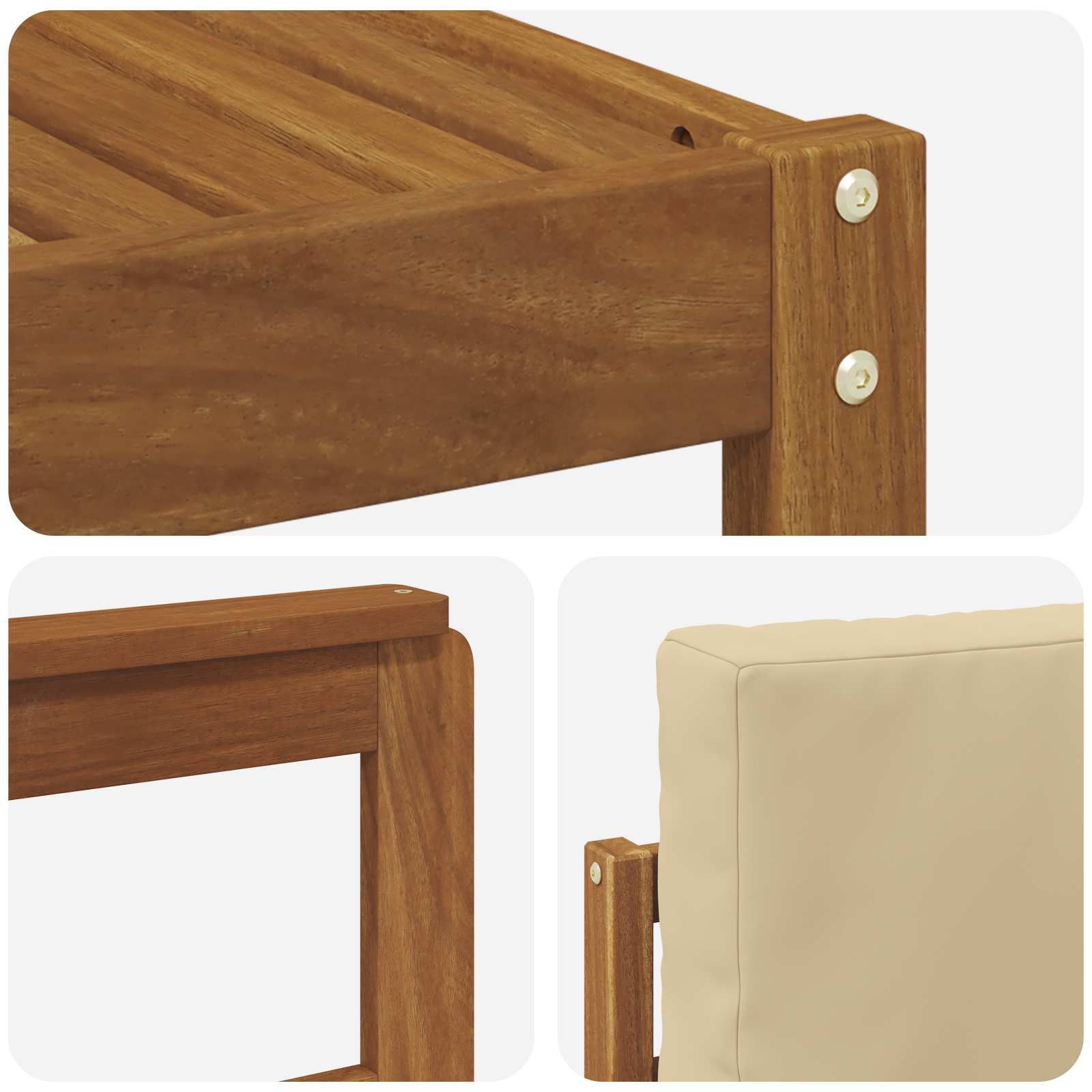 Zunanja garnitura za sedenje z blazino 9 pcs Naravna in bež - slika 6