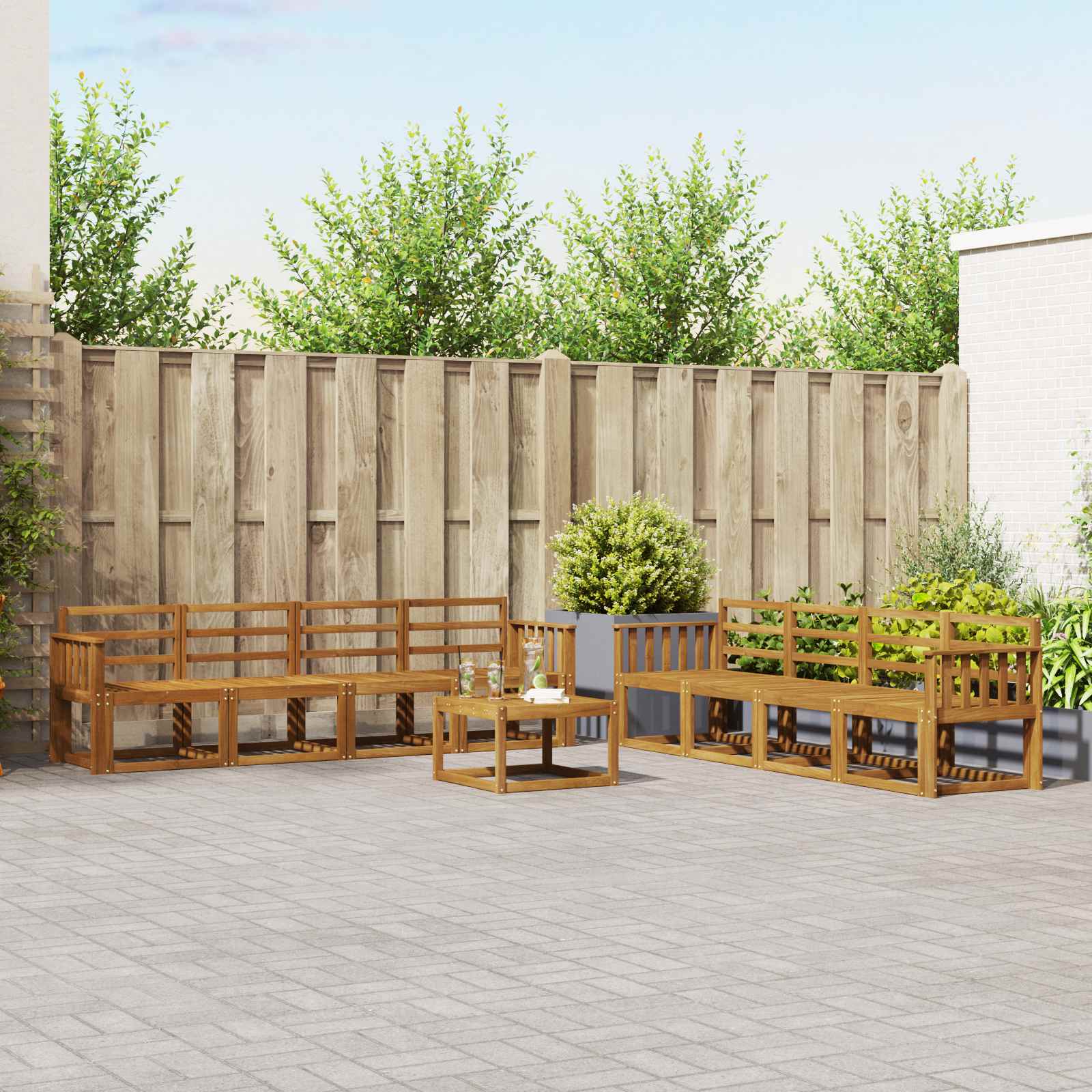 Zunanja garnitura za sedenje 9 pcs Naravna Masiven les akacije