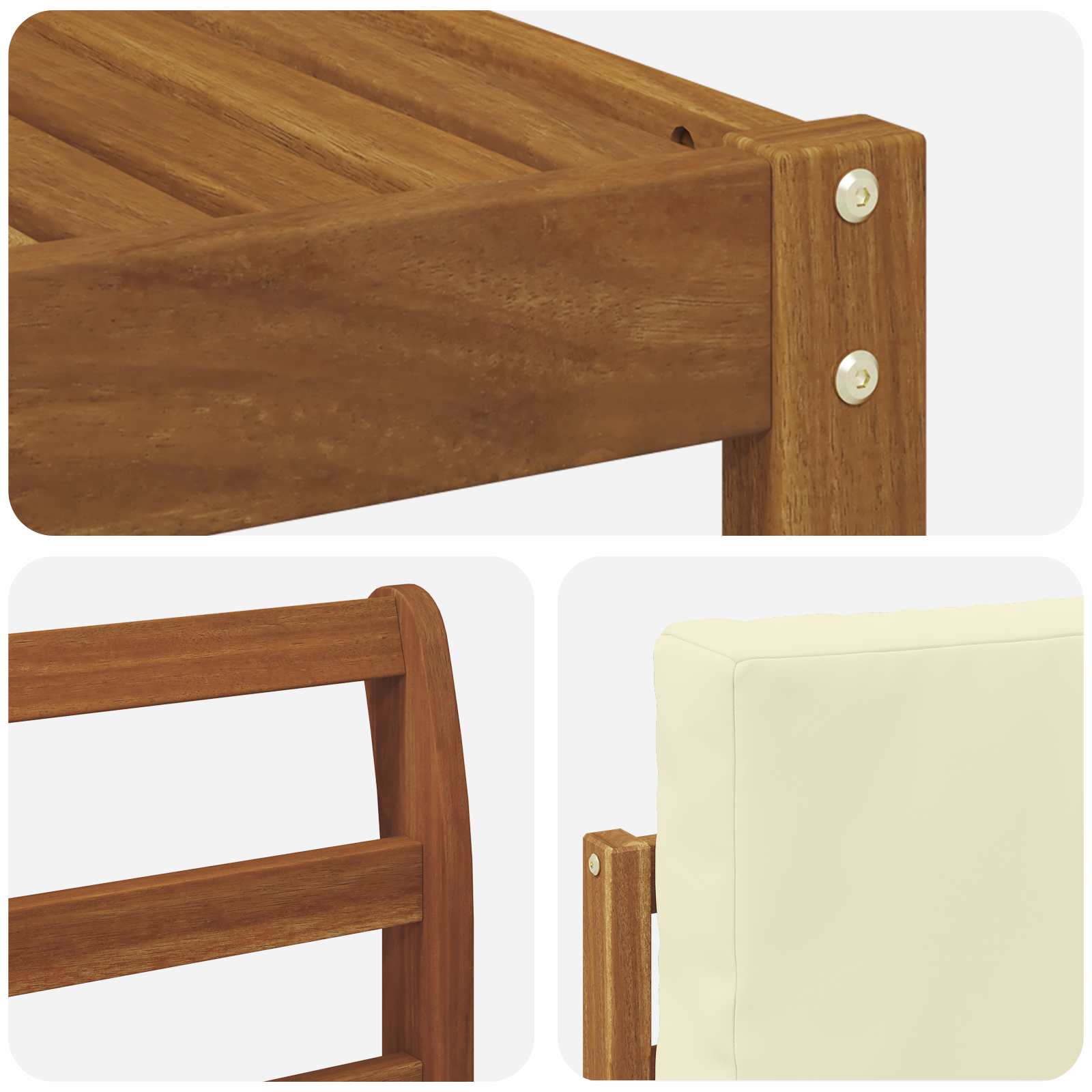 Zunanja garnitura za sedenje z blazino 9 pcs Naravna in smetana - slika 6