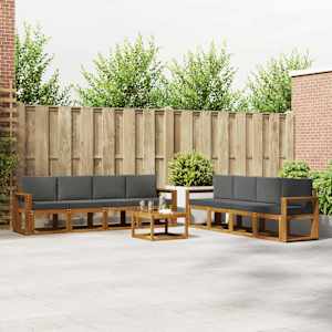 Zunanja garnitura za sedenje 9 pcs Naravna in antracitna