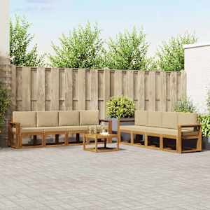Zunanja garnitura za sedenje z blazino 9 pcs Naravna in bež