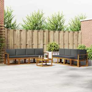 Zunanja garnitura za sedenje 9 pcs Naravna in antracitna