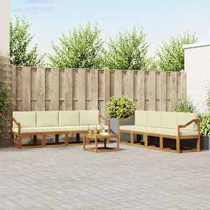 Zunanja garnitura za sedenje z blazino 9 pcs Naravna in smetana