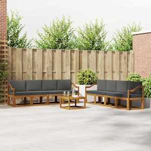 Zunanja garnitura za sedenje 9 pcs Naravna in antracitna