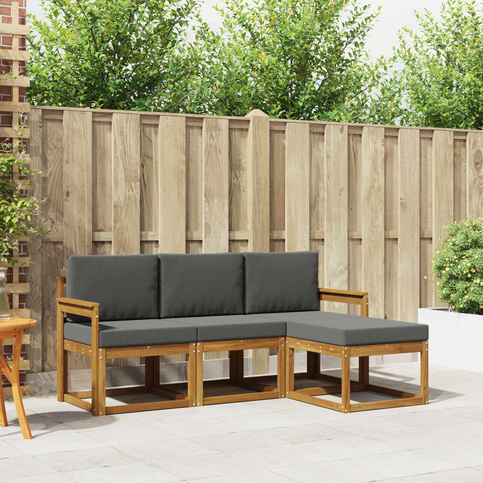 vidaXL Outdoor-Sofagarnitur mit Kissen 4 pcs Natur und Anthrazit