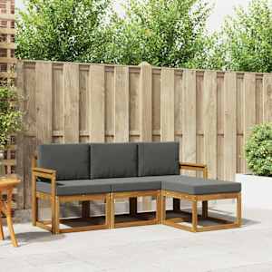 Zunanja garnitura za sedenje 4 pcs Naravna in antracitna