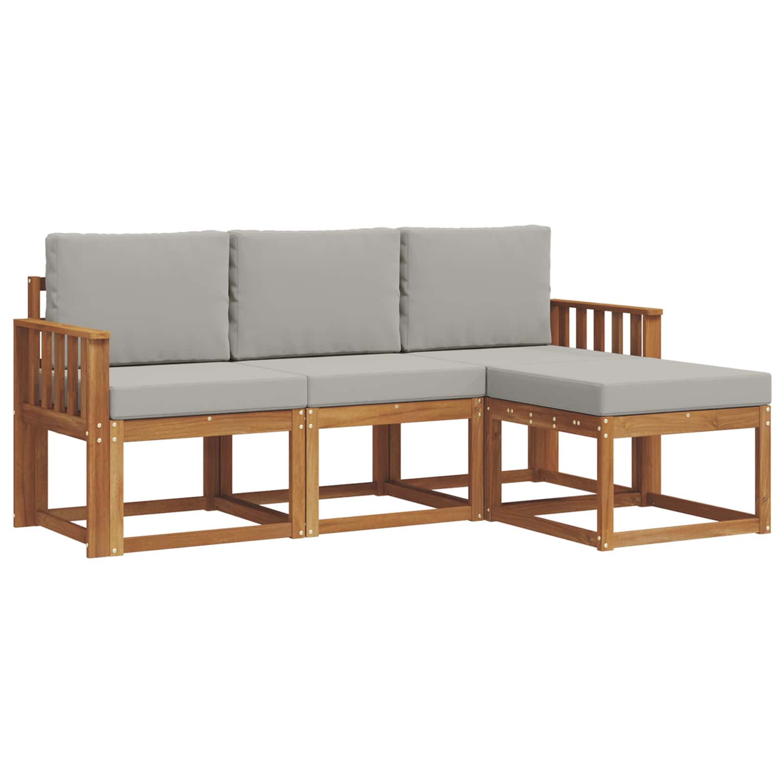 Zunanja garnitura za sedenje 4 pcs Naravna in svetlo siva - slika 2