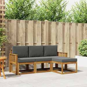 Zunanja garnitura za sedenje 4 pcs Naravna in antracitna