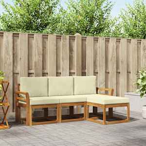 Zunanja garnitura za sedenje z blazino 4 pcs Naravna in smetana