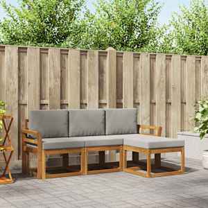 Zunanja garnitura za sedenje 4 pcs Naravna in svetlo siva