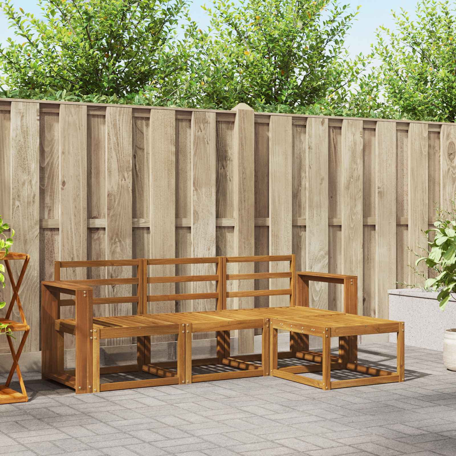 vidaXL Outdoor-Sofagarnitur 4 pcs Natur