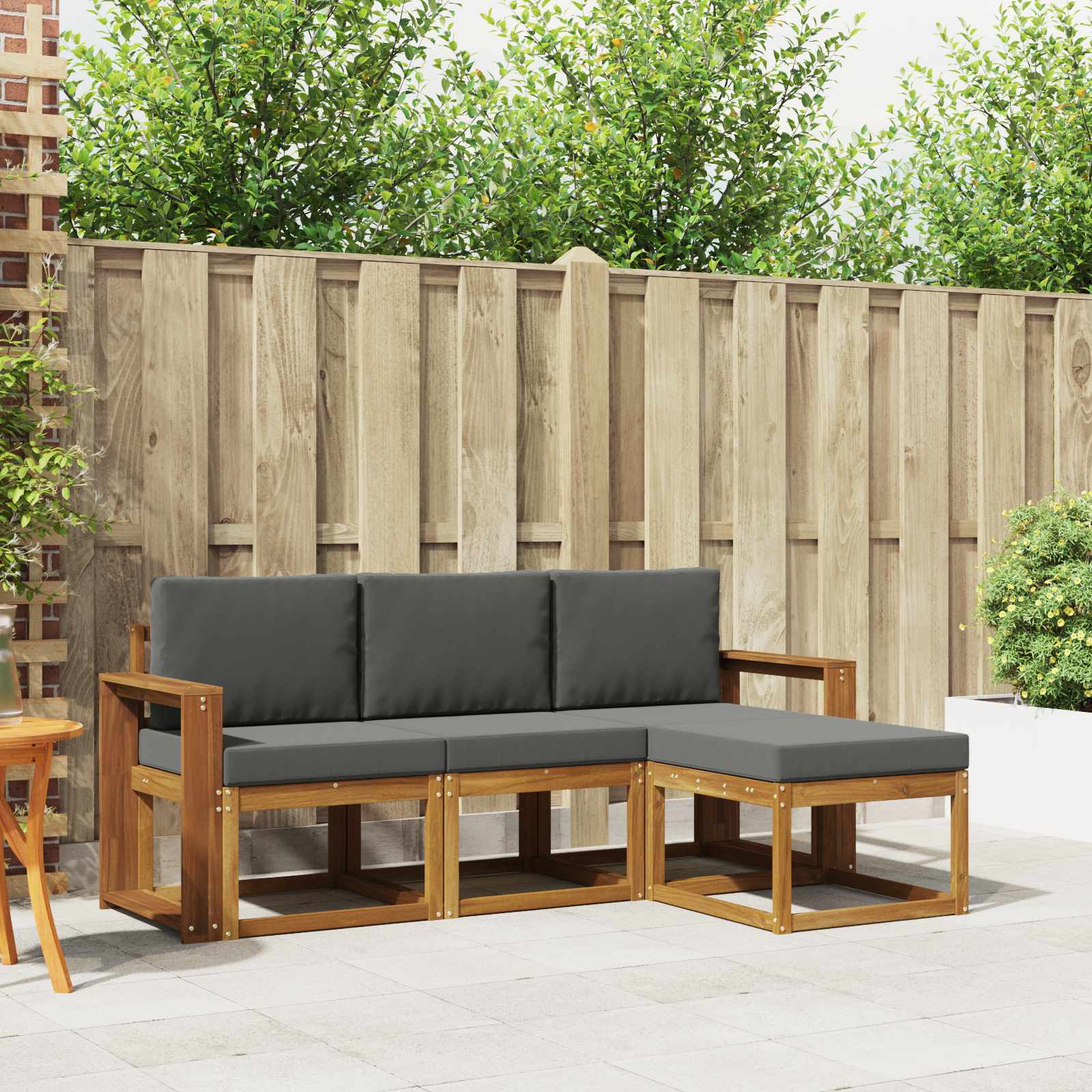 Zunanja garnitura za sedenje 4 pcs Naravna in antracitna