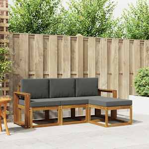 Zunanja garnitura za sedenje 4 pcs Naravna in antracitna