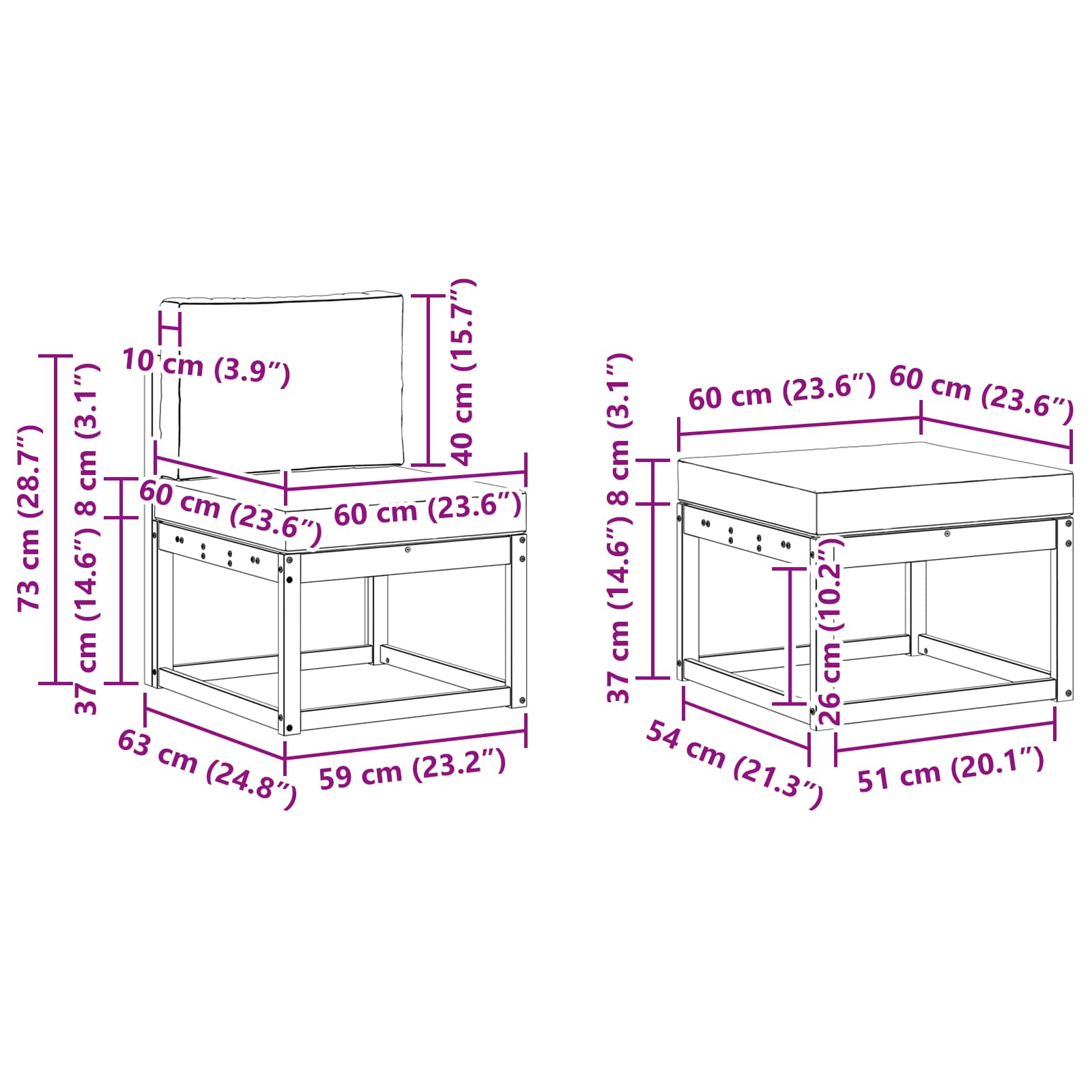 Zunanja garnitura za sedenje 4 pcs Naravna in antracitna - slika 7