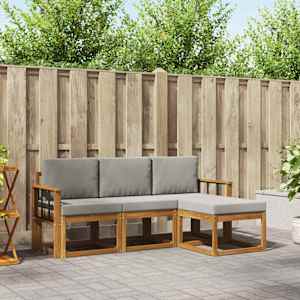 Zunanja garnitura za sedenje 4 pcs Naravna in svetlo siva