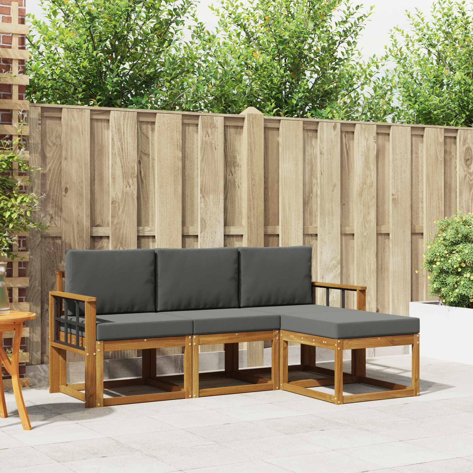 vidaXL Outdoor-Sofagarnitur mit Kissen 4 pcs Natur und Anthrazit