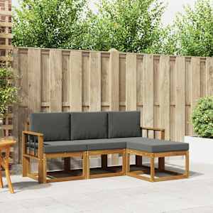 Zunanja garnitura za sedenje 4 pcs Naravna in antracitna