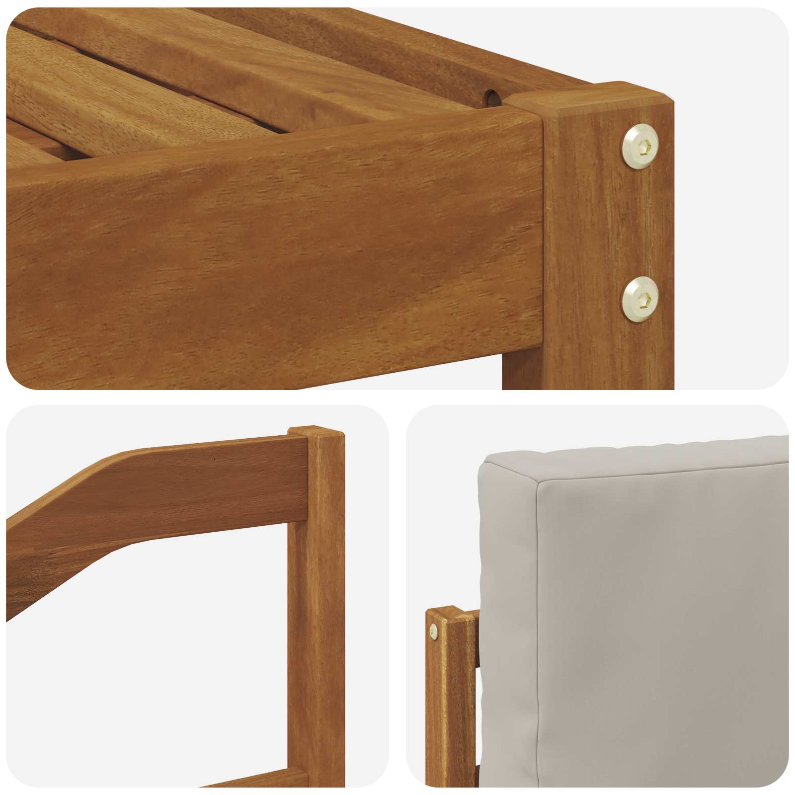 Zunanja garnitura za sedenje 4 pcs Naravna in svetlo siva - slika 5