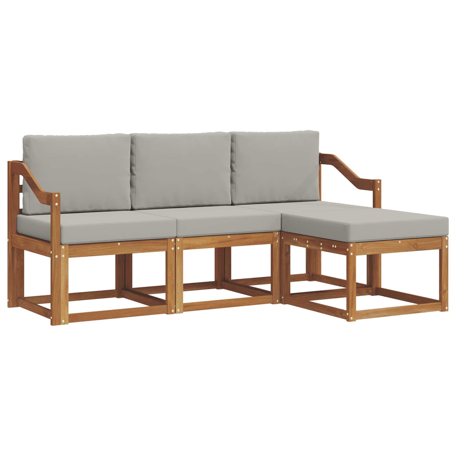 Zunanja garnitura za sedenje 4 pcs Naravna in svetlo siva - slika 2