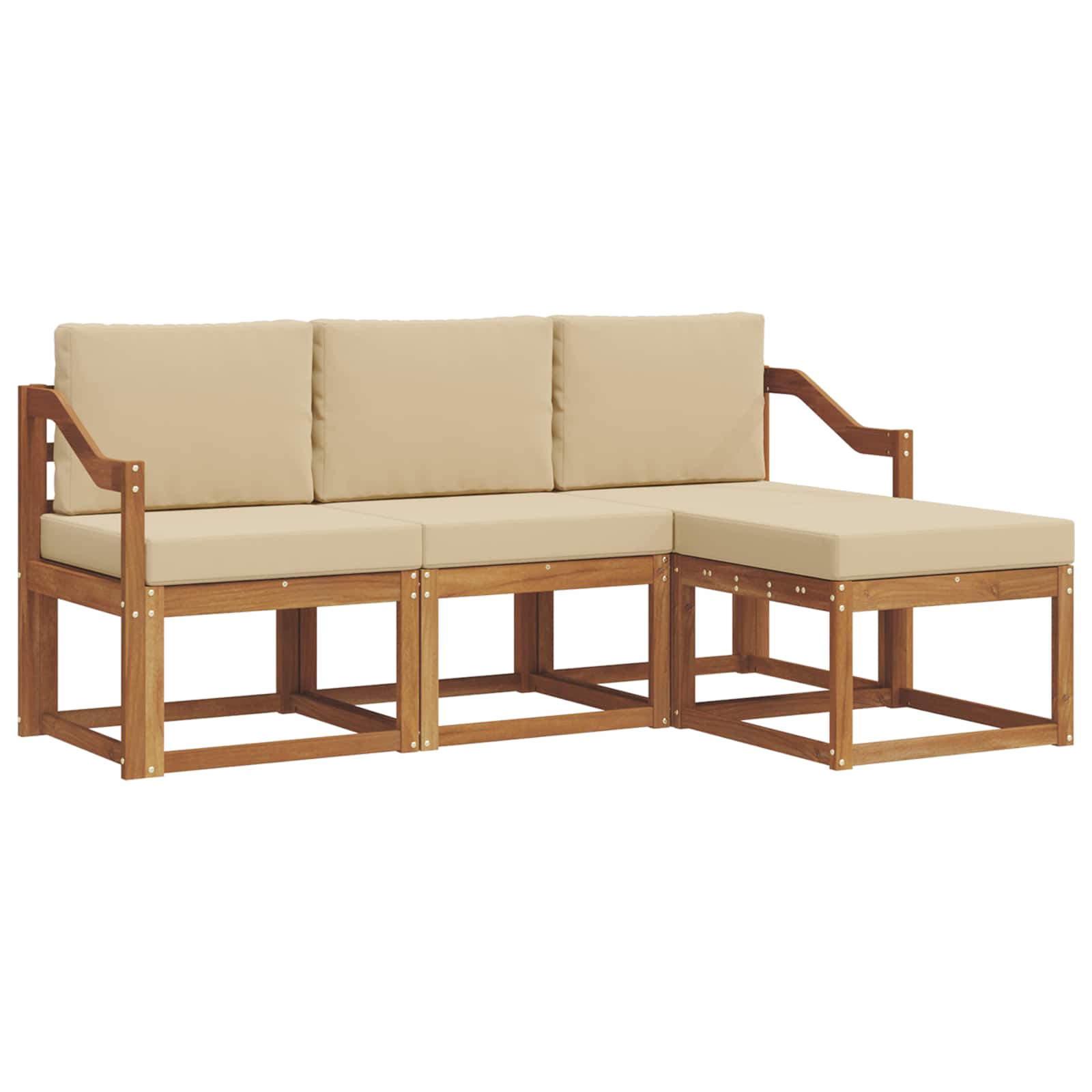 vidaXL Outdoor-Sofagarnitur mit Kissen 4 pcs Natur und Beige – Bild 2