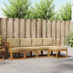 Zunanja garnitura za sedenje z blazino 5 pcs Naravna in bež