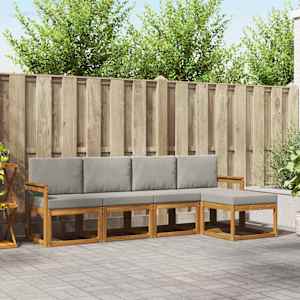 Zunanja garnitura za sedenje 5 pcs Naravna in svetlo siva